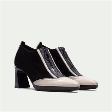 Hispanitas Atlanta Front Zip Heel Bootie - Cream Black